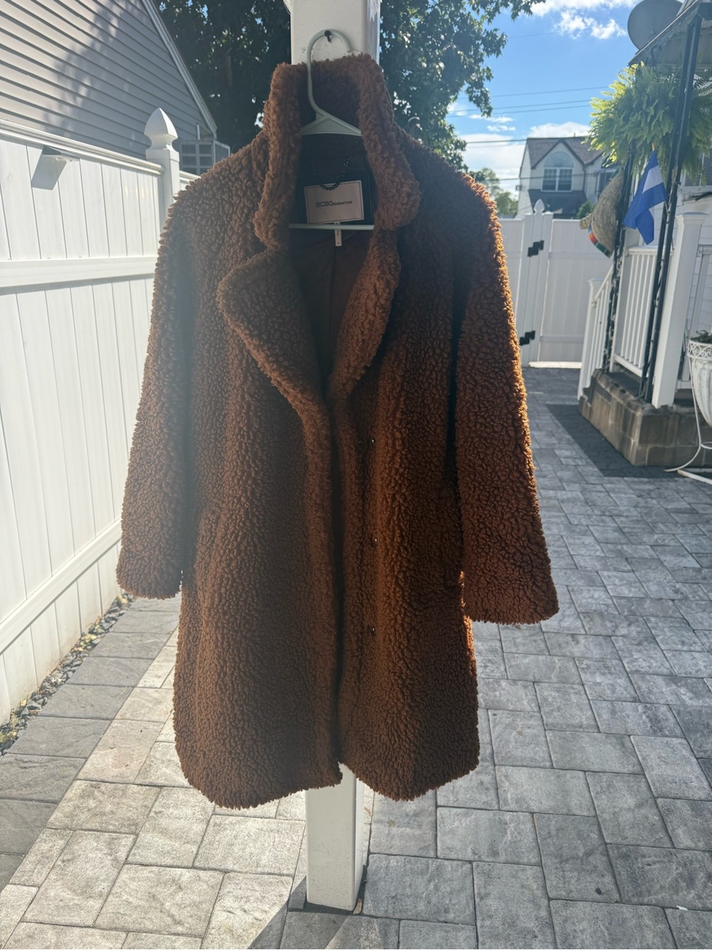 BCBGeneration Women's Brown Teddy Coat - Plush Sherpa Overcoat
